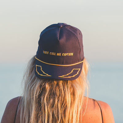 They call me captain trucker hat in navy blue